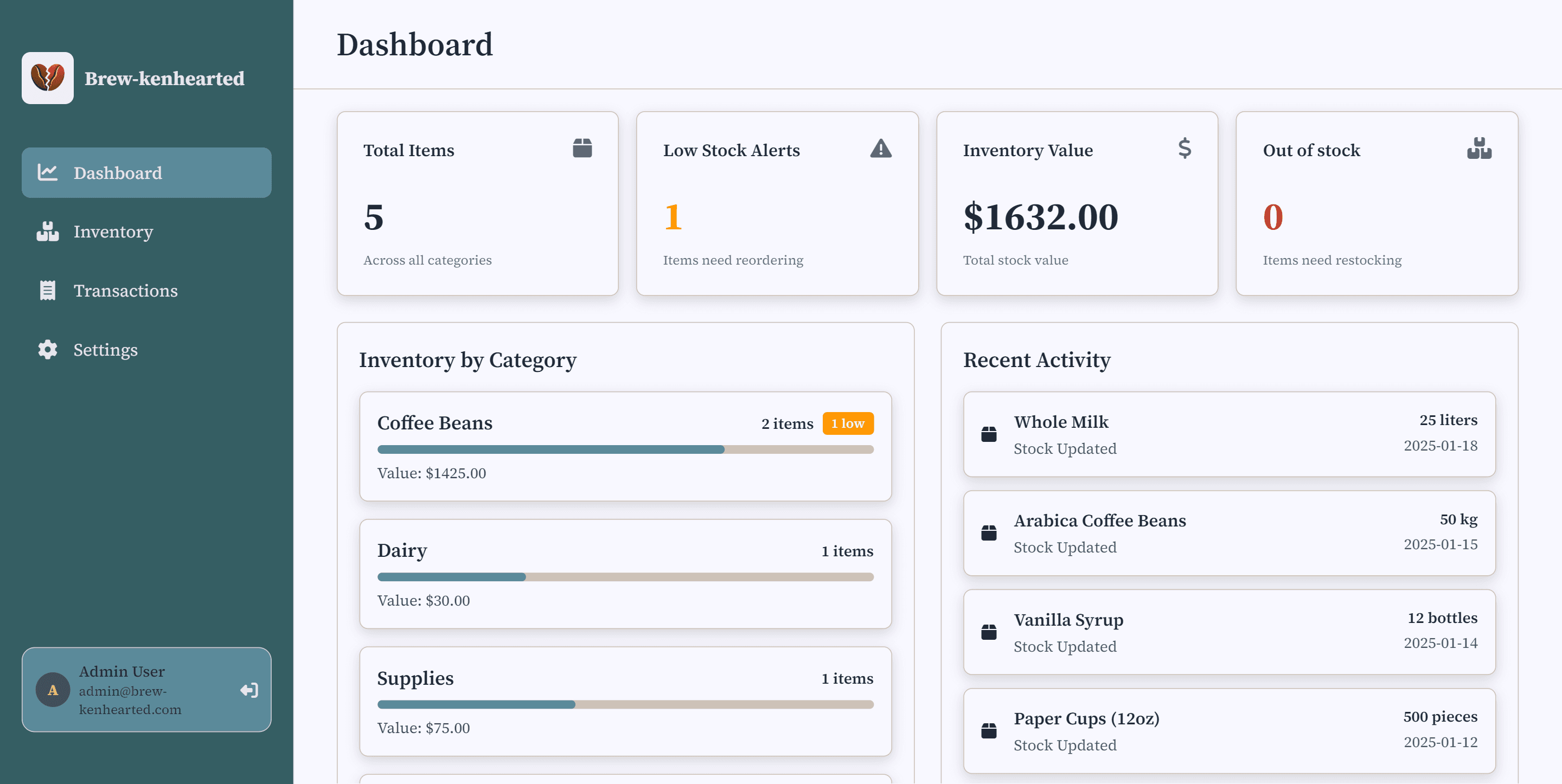 Coffee Inventory Management System